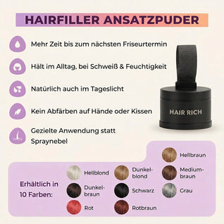 Hair Rich™ Ansatzpuder für graue Ansätze, Scheitel & Haarlinie