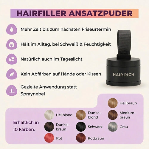 Hair Rich™ Ansatzpuder für graue Ansätze, Scheitel & Haarlinie