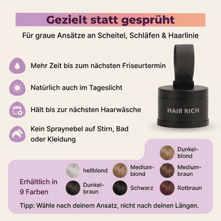 Hair Rich™ Ansatzpuder für graue Ansätze, Scheitel & Haarlinie