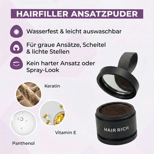 Hair Rich™ Ansatzpuder für graue Ansätze, Scheitel & Haarlinie