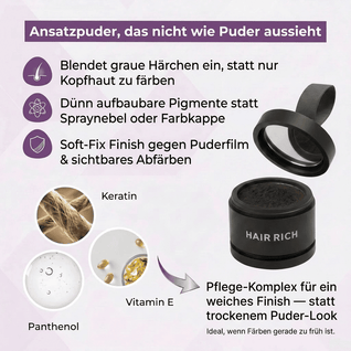 Hair Rich™ Ansatzpuder für graue Ansätze, Scheitel & Haarlinie