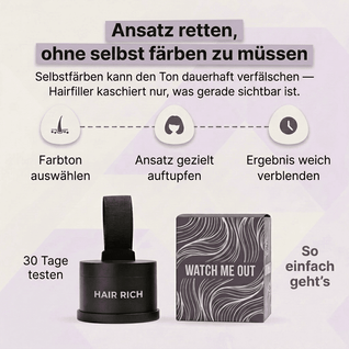 Hair Rich™ Ansatzpuder für graue Ansätze, Scheitel & Haarlinie